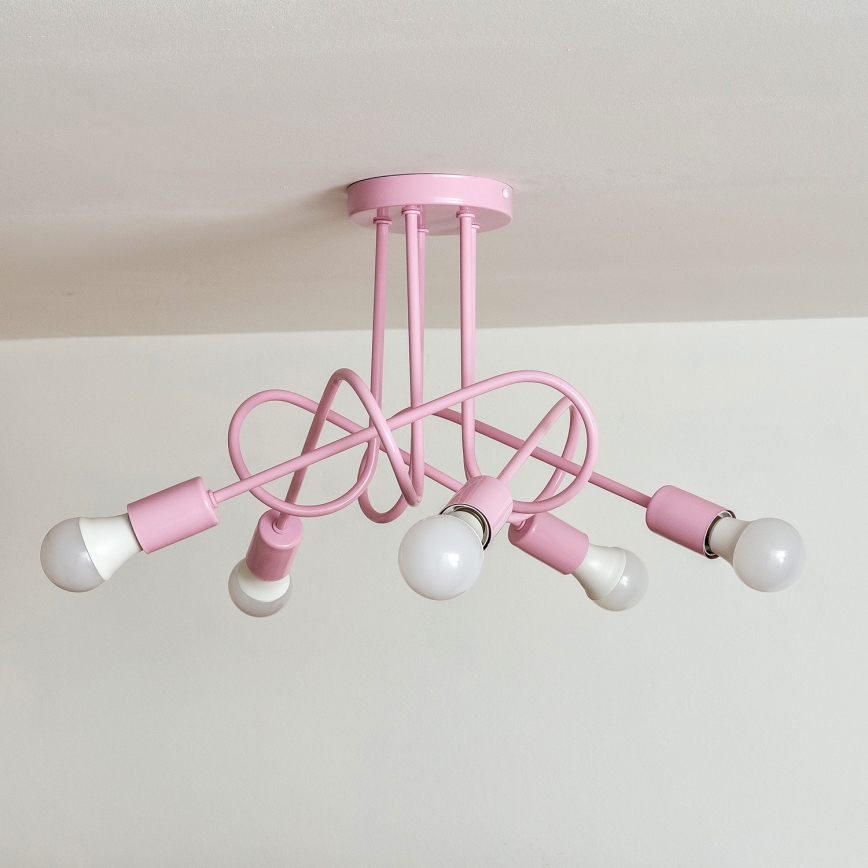 Lámpara de techo de montaje en superficie OXFORD 5xE27/15W/230V, rosa