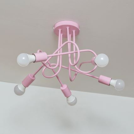 Lámpara de techo de montaje en superficie OXFORD 5xE27/15W/230V, rosa