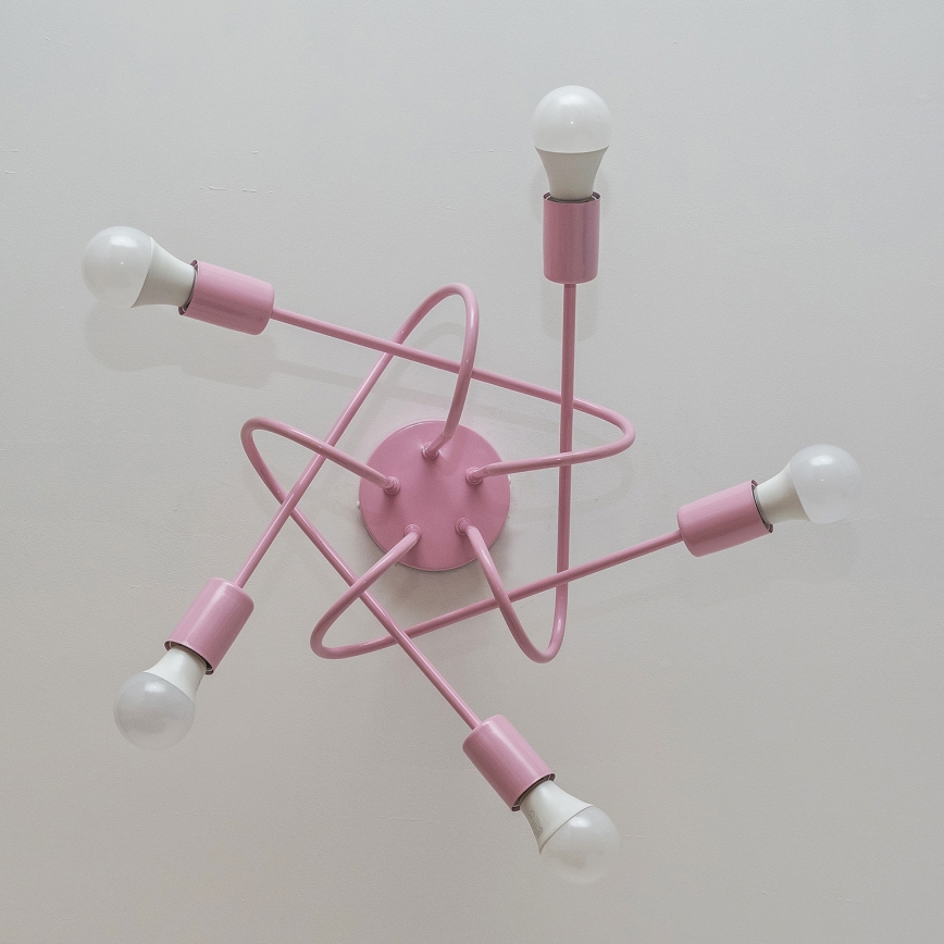 Lámpara de techo de montaje en superficie OXFORD 5xE27/15W/230V, rosa