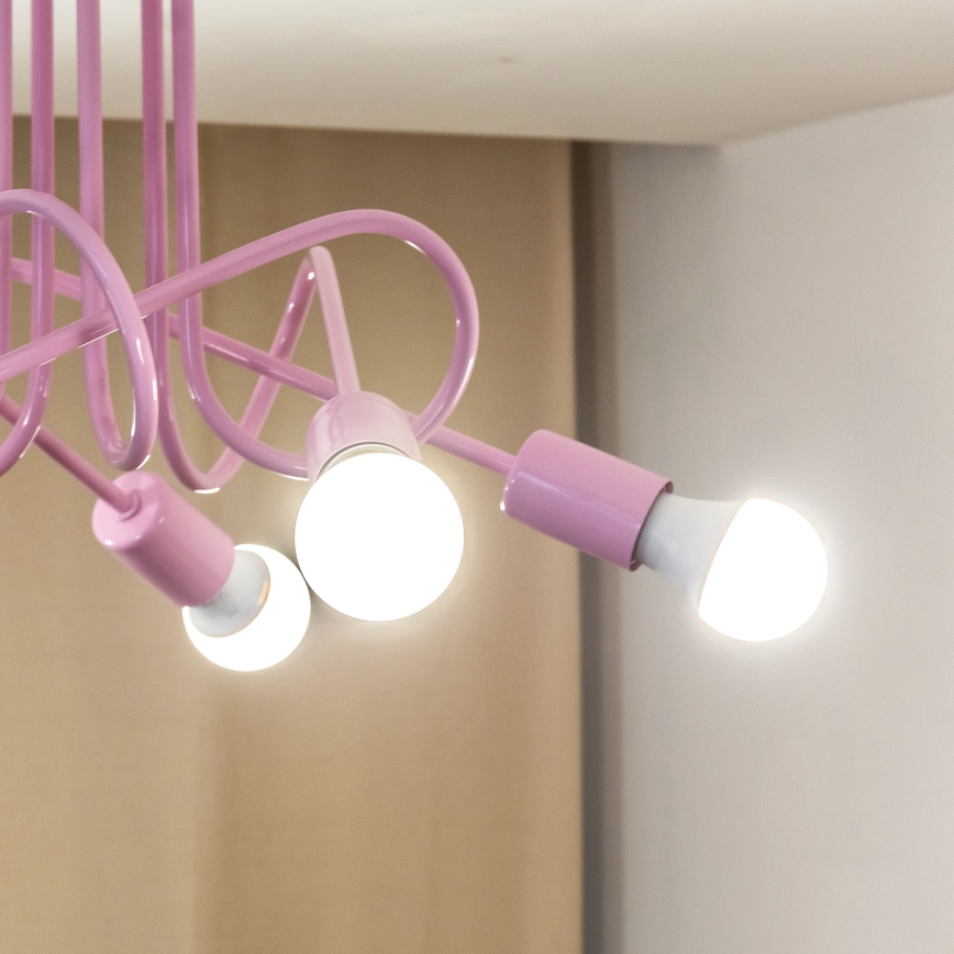 Lámpara de techo de montaje en superficie OXFORD 5xE27/15W/230V, rosa