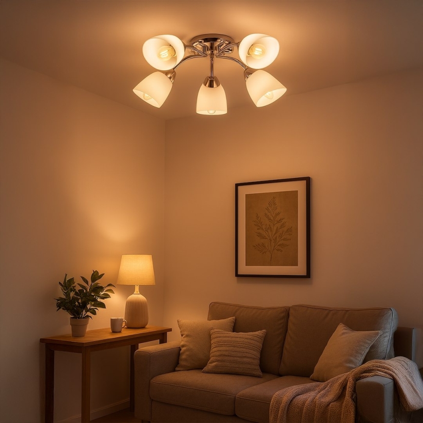 Lámpara de techo de montaje en superficie PORTOS 5xE14/10W/230V, cromo brillante