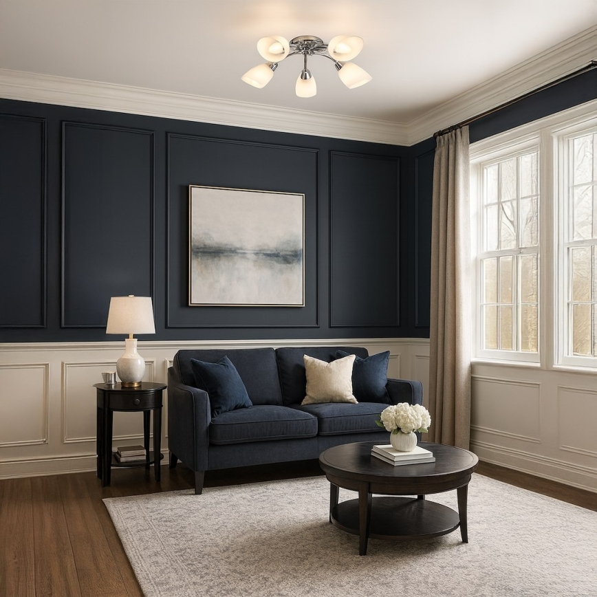 Lámpara de techo de montaje en superficie PORTOS 5xE14/10W/230V, cromo brillante