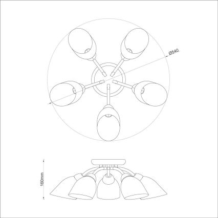 Lámpara de techo de montaje en superficie PORTOS 5xE14/10W/230V, cromo brillante