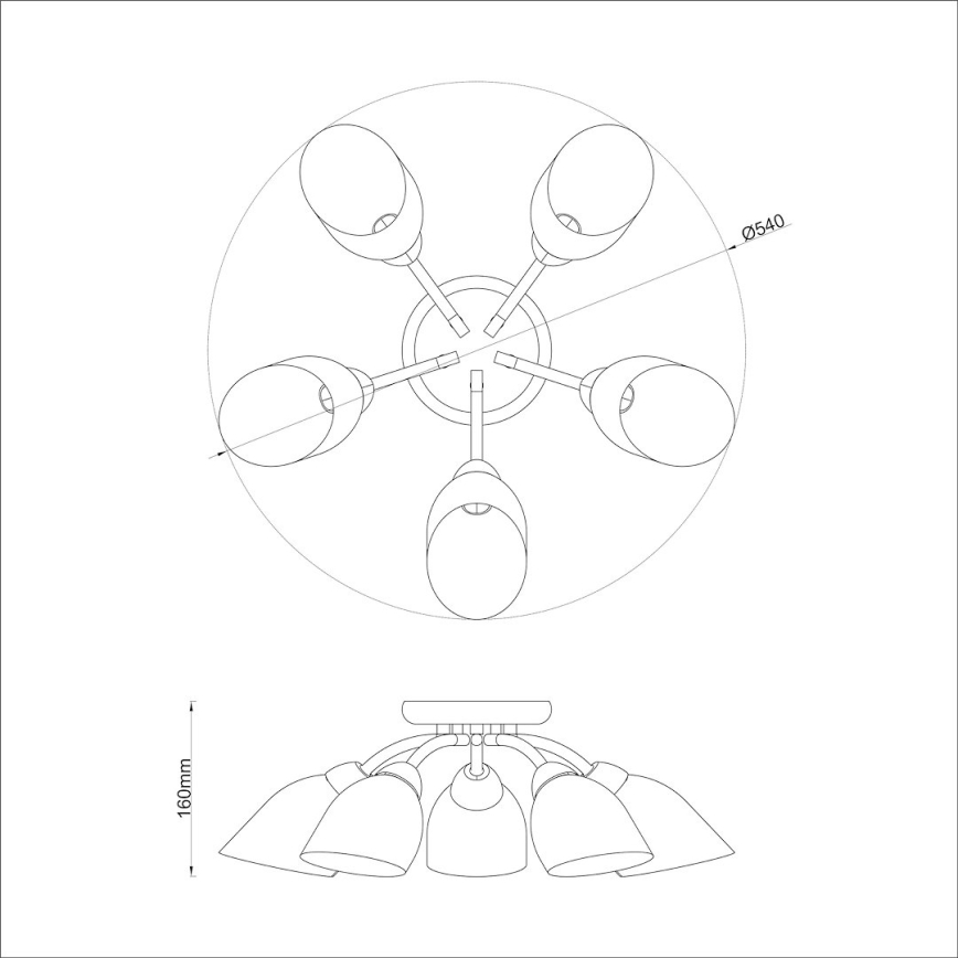 Lámpara de techo de montaje en superficie PORTOS 5xE14/10W/230V, cromo brillante
