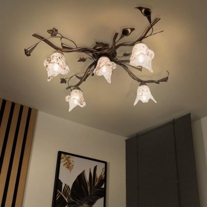 Lámpara de techo de montaje en superficie ROZETA 5xE14/40W/230V, acabado en bronce