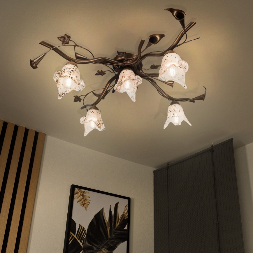 Lámpara de techo de montaje en superficie ROZETA 5xE14/40W/230V, acabado en bronce