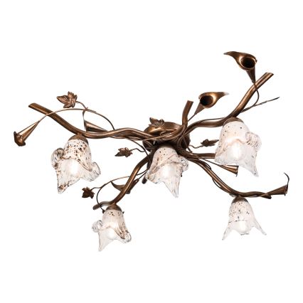 Lámpara de techo de montaje en superficie ROZETA 5xE14/40W/230V, acabado en bronce