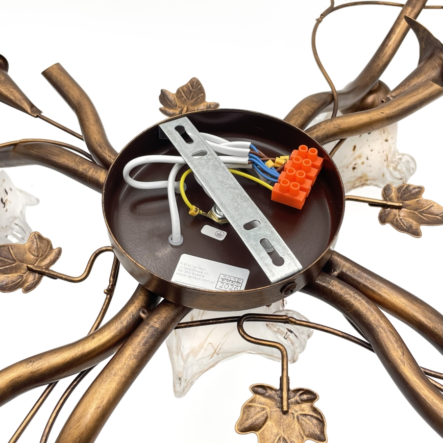 Lámpara de techo de montaje en superficie ROZETA 5xE14/40W/230V, acabado en bronce