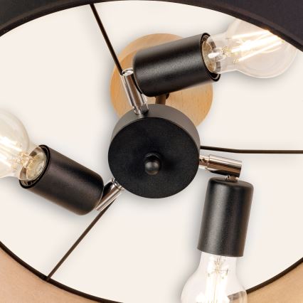 Lámpara de techo de superficie ALBA 3xE27/15W/230V Ø 40 cm negro/marrón