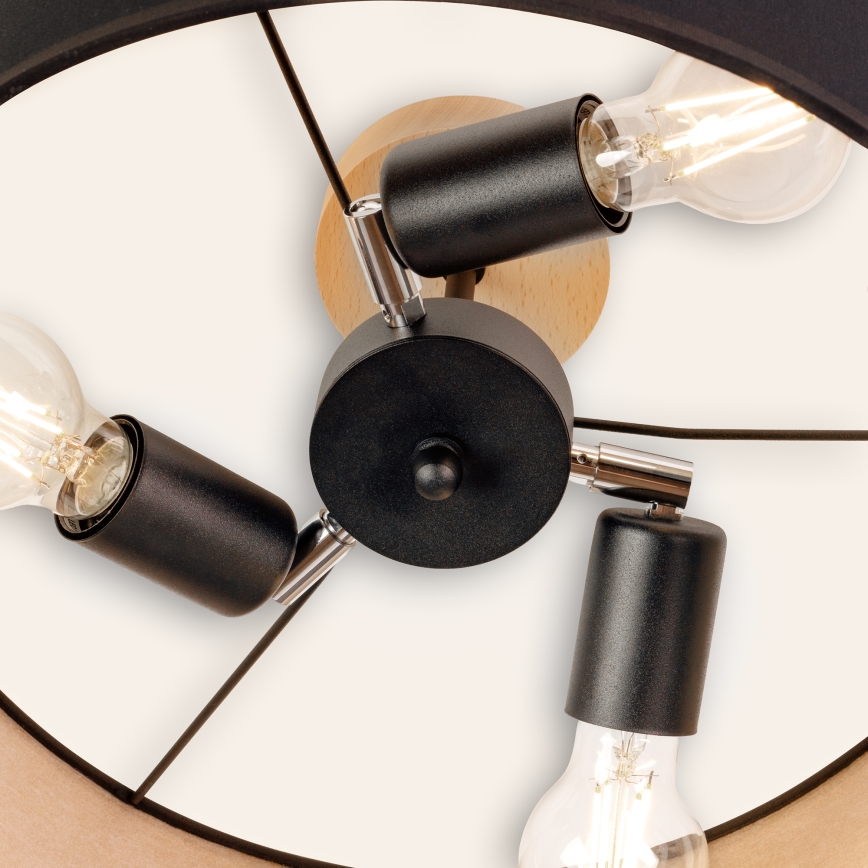 Lámpara de techo de superficie ALBA 3xE27/15W/230V Ø 40 cm negro/marrón