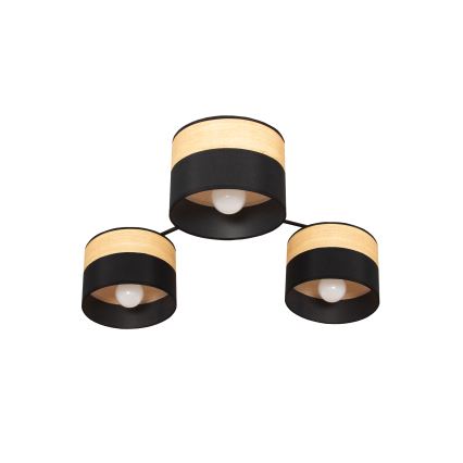 Lámpara de techo de superficie ALBA 3xE27/15W/230V Ø 66 cm negro/marrón