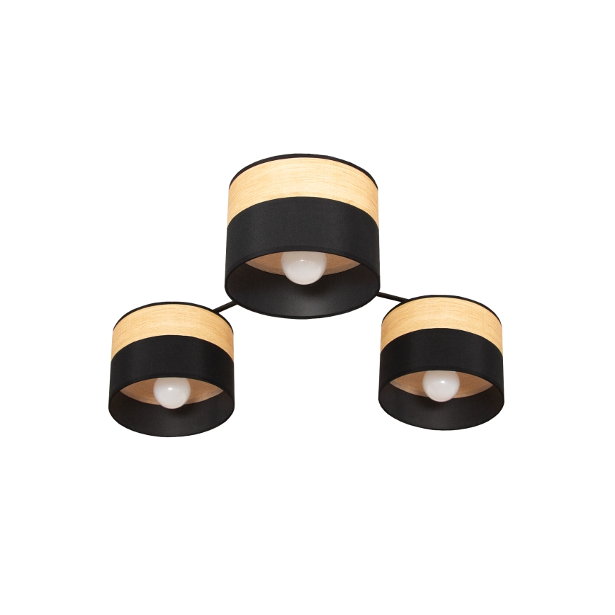 Lámpara de techo de superficie ALBA 3xE27/15W/230V Ø 66 cm negro/marrón