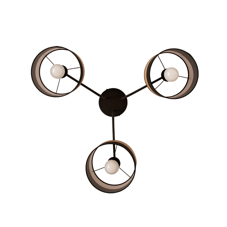 Lámpara de techo de superficie ALBA 3xE27/15W/230V Ø 66 cm negro/marrón