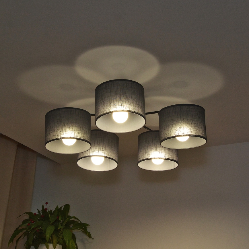 Lámpara de techo de superficie ALBA 5xE27/15W/230V gris