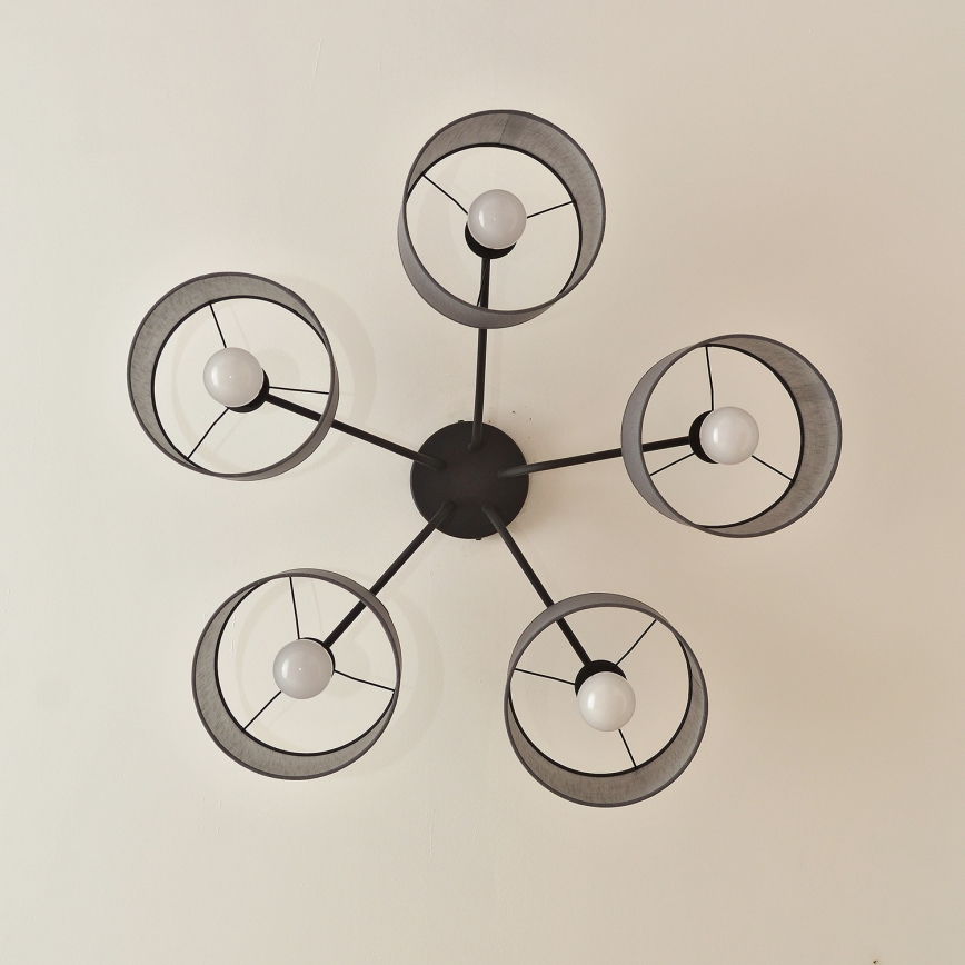 Lámpara de techo de superficie ALBA 5xE27/15W/230V gris