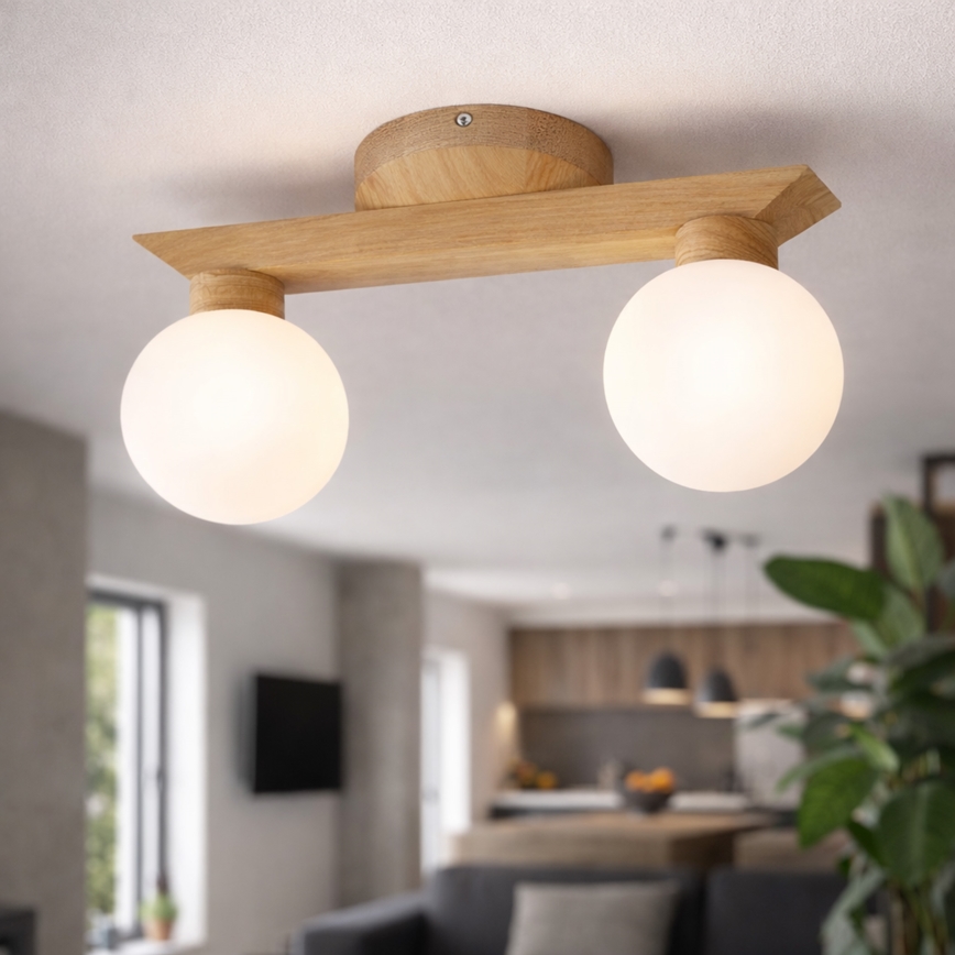 Lámpara de techo de superficie ANTONIO 2xG9/5W/230V roble/blanco