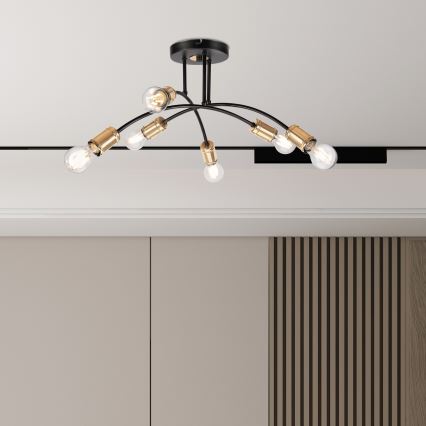 Lámpara de techo de superficie ANYA 6xE27/15W/230V negro/dorado