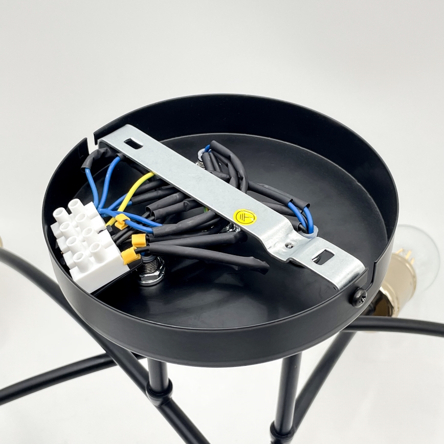 Lámpara de techo de superficie ANYA 6xE27/15W/230V negro/dorado