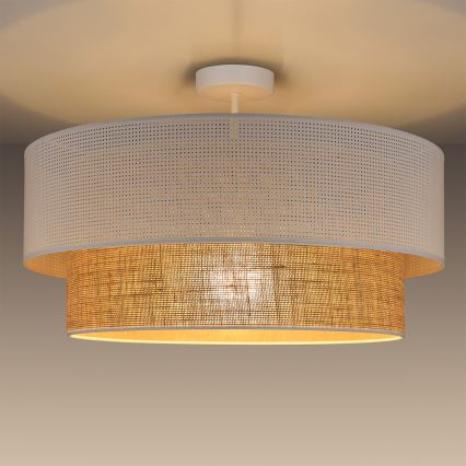 Lámpara de techo de superficie BORHO 1xE27/60W/230V blanca/yute