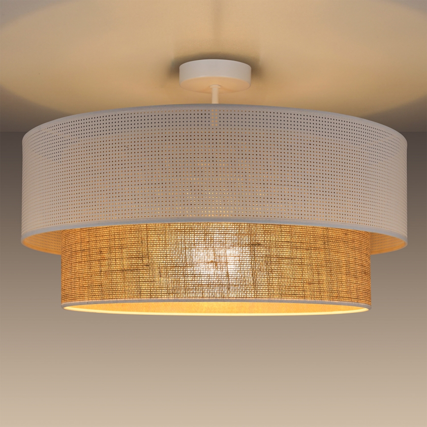 Lámpara de techo de superficie BORHO 1xE27/60W/230V blanca/yute