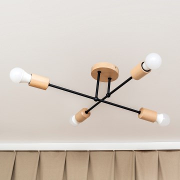 Lámpara de techo de superficie CAMBRIDGE 4xE27/15W/230V, acabado pino