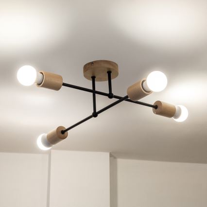 Lámpara de techo de superficie CAMBRIDGE 4xE27/15W/230V, acabado pino