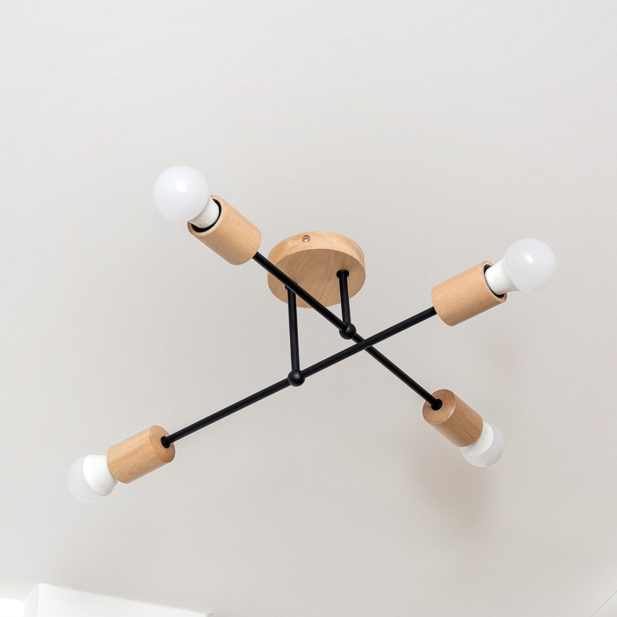 Lámpara de techo de superficie CAMBRIDGE 4xE27/15W/230V, acabado pino