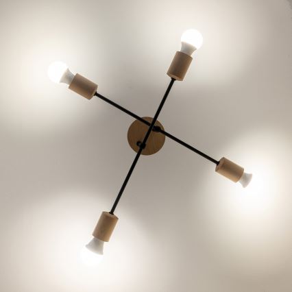 Lámpara de techo de superficie CAMBRIDGE 4xE27/15W/230V, acabado pino