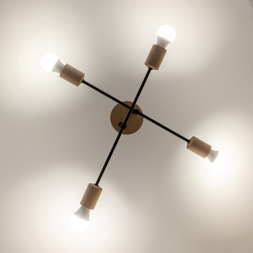 Lámpara de techo de superficie CAMBRIDGE 4xE27/15W/230V, acabado pino