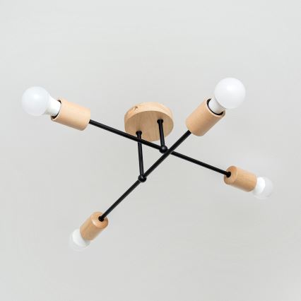 Lámpara de techo de superficie CAMBRIDGE 4xE27/15W/230V, acabado pino