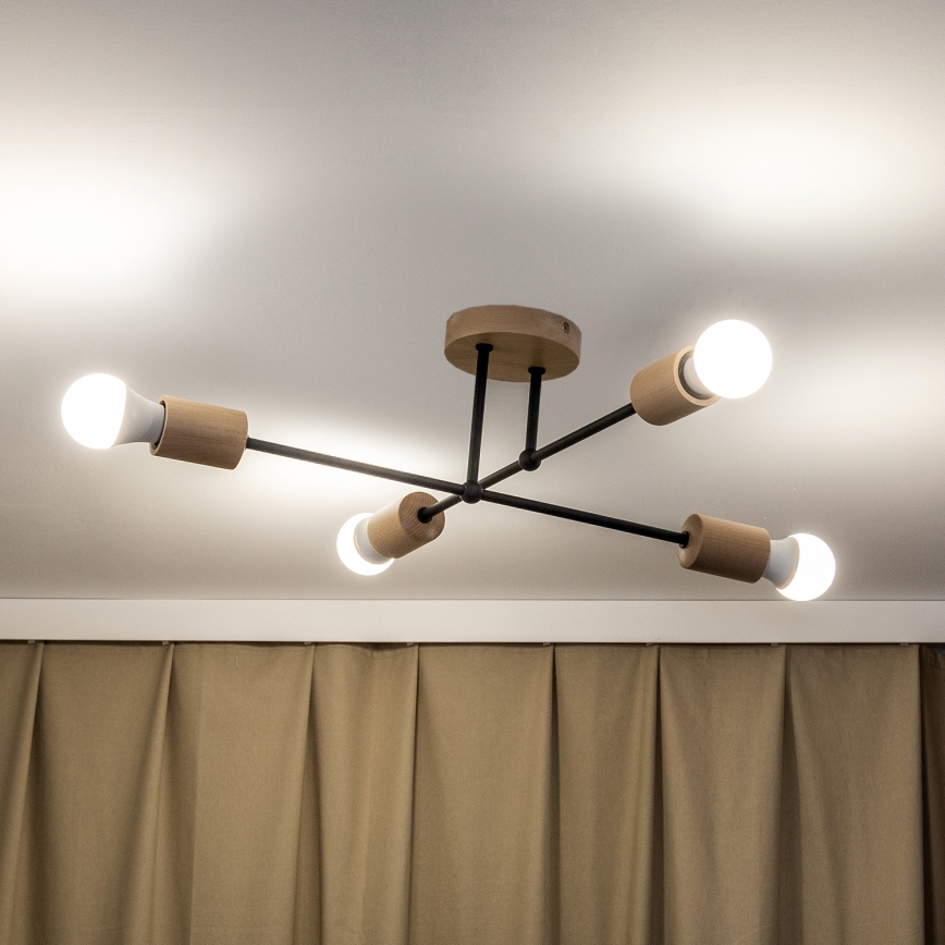 Lámpara de techo de superficie CAMBRIDGE 4xE27/15W/230V, acabado pino