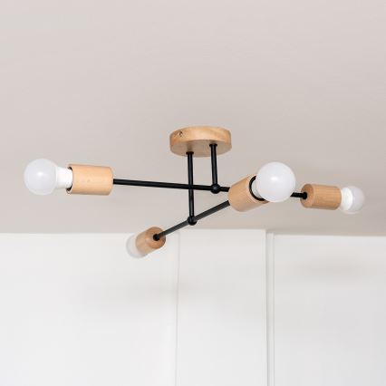 Lámpara de techo de superficie CAMBRIDGE 4xE27/15W/230V, acabado pino