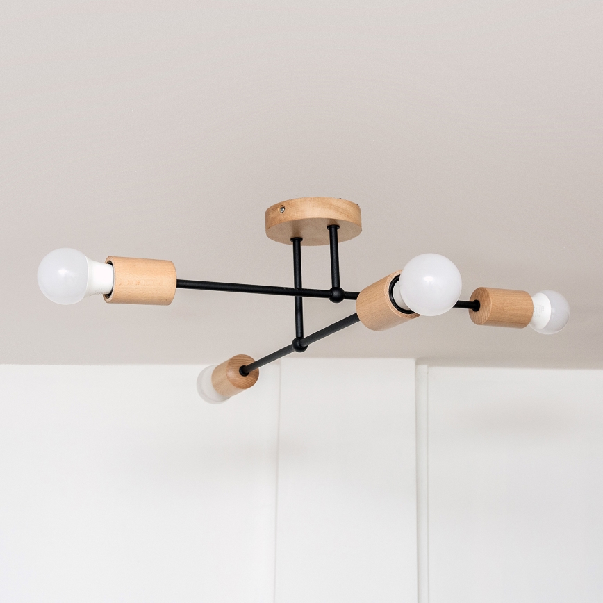 Lámpara de techo de superficie CAMBRIDGE 4xE27/15W/230V, acabado pino