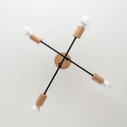 Lámpara de techo de superficie CAMBRIDGE 4xE27/15W/230V, acabado pino