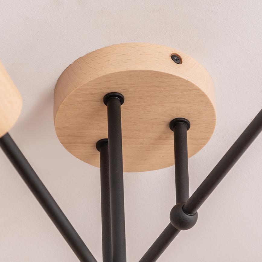 Lámpara de techo de superficie CAMBRIDGE 6xE27/15W/230V, acabado en pino