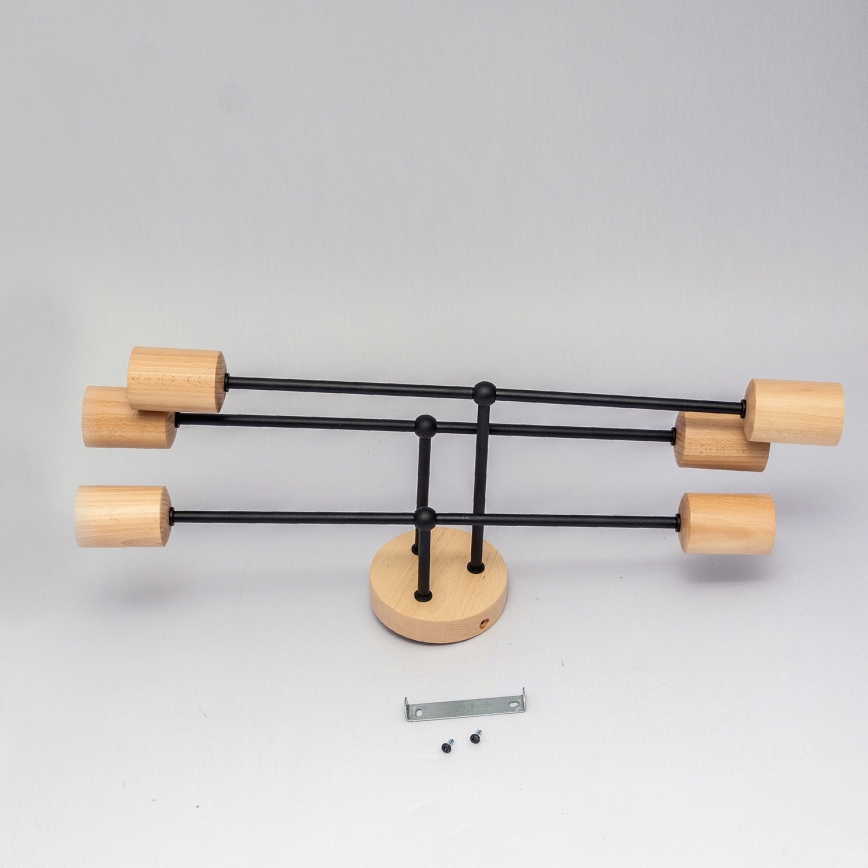 Lámpara de techo de superficie CAMBRIDGE 6xE27/15W/230V, acabado en pino