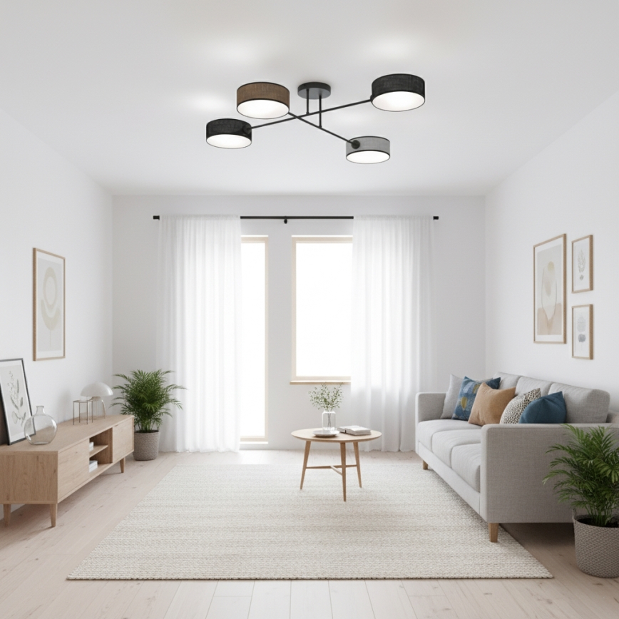 Lámpara de techo de superficie MAGA 4xE14/10W/230V negra/marrón/gris