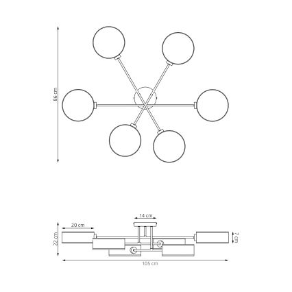 Lámpara de techo de superficie MAGA 6xE14/10W/230V gris