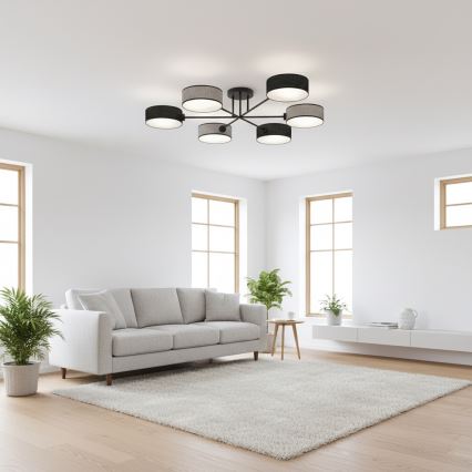 Lámpara de techo de superficie MAGA 6xE14/10W/230V negro/gris