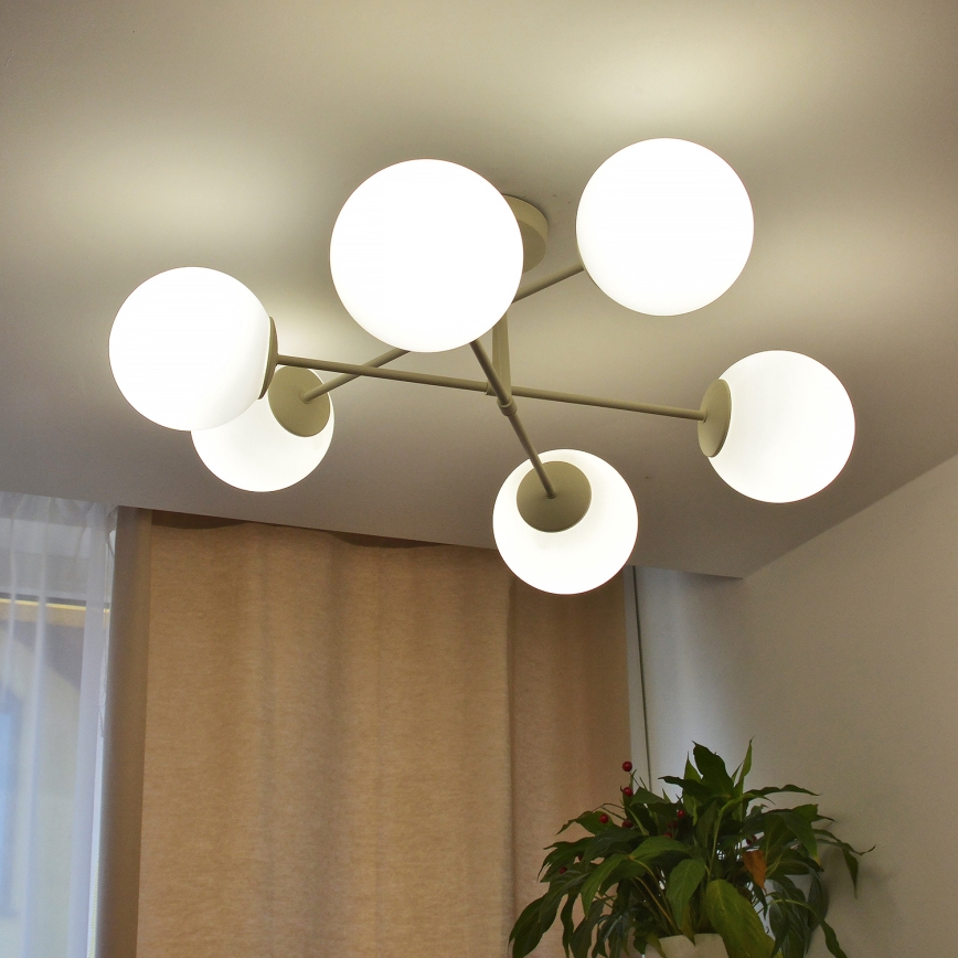 Lámpara de techo de superficie MOON 6xE27/15W/230V crema