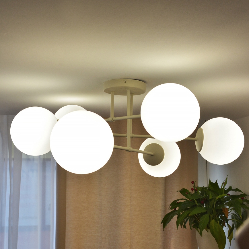 Lámpara de techo de superficie MOON 6xE27/15W/230V crema