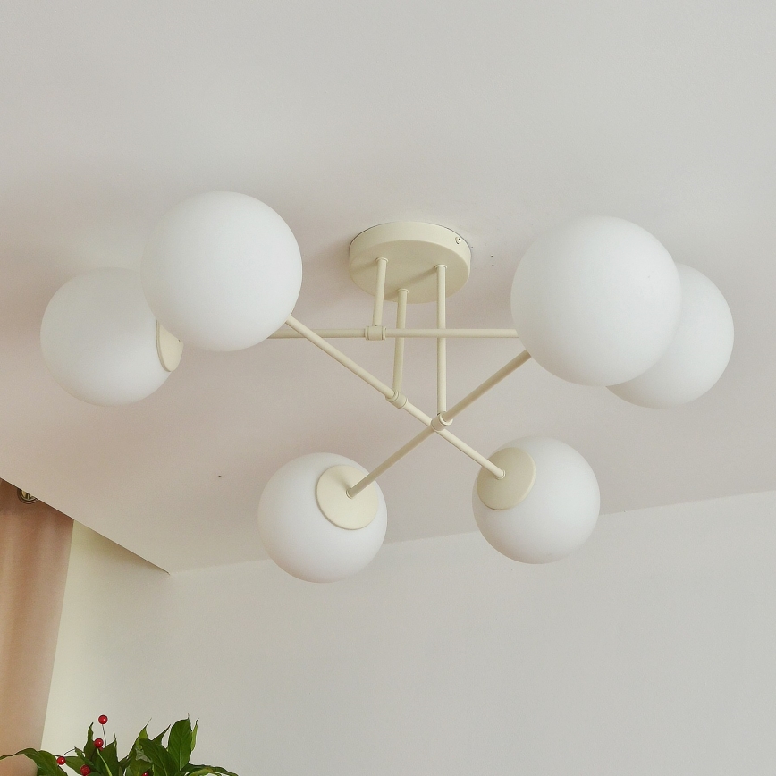 Lámpara de techo de superficie MOON 6xE27/15W/230V crema