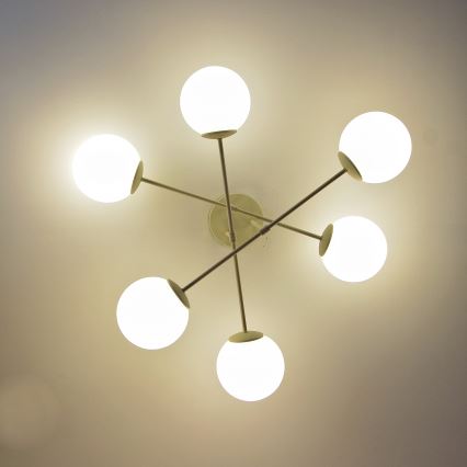 Lámpara de techo de superficie MOON 6xE27/15W/230V crema