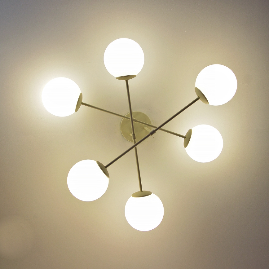 Lámpara de techo de superficie MOON 6xE27/15W/230V crema