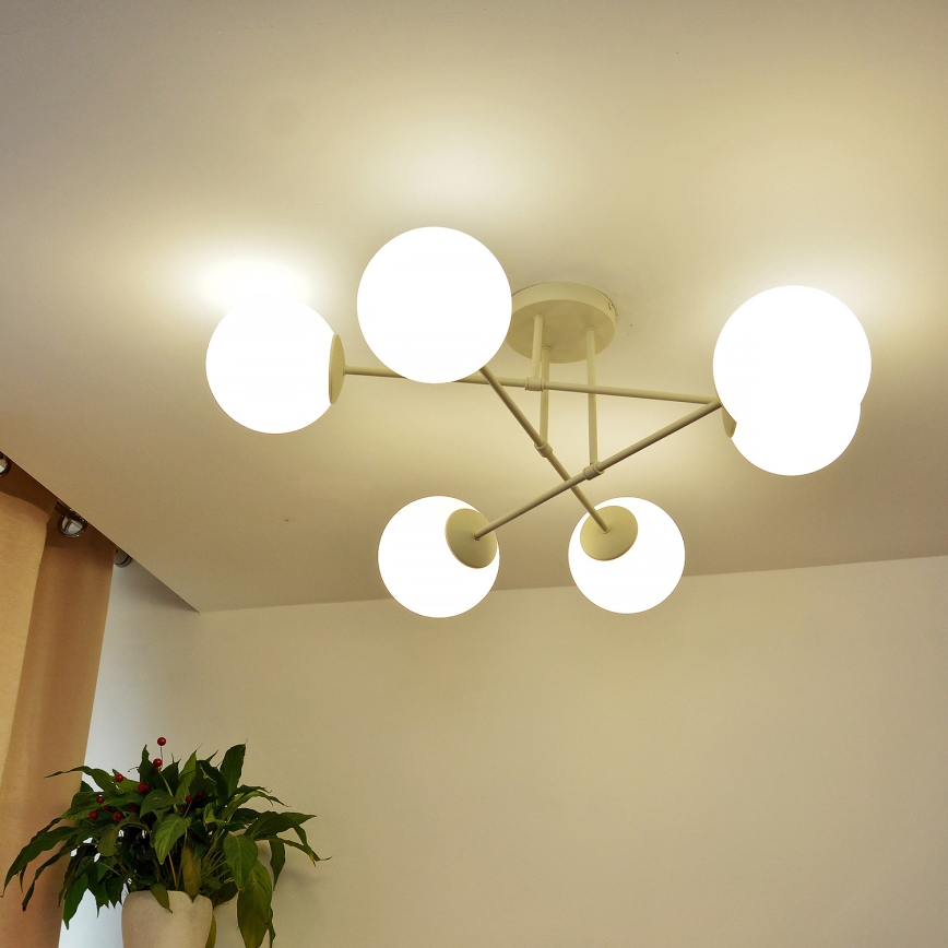 Lámpara de techo de superficie MOON 6xE27/15W/230V crema