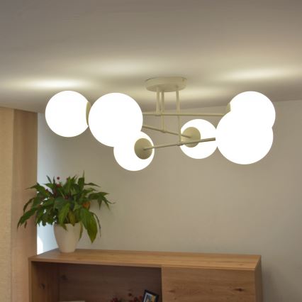 Lámpara de techo de superficie MOON 6xE27/15W/230V crema