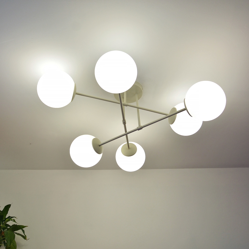 Lámpara de techo de superficie MOON 6xE27/15W/230V crema