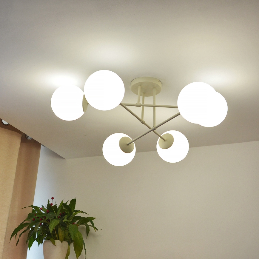 Lámpara de techo de superficie MOON 6xE27/15W/230V crema