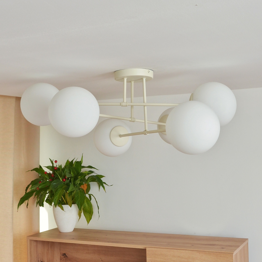 Lámpara de techo de superficie MOON 6xE27/15W/230V crema