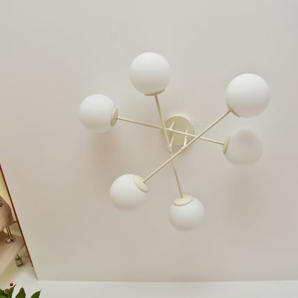 Lámpara de techo de superficie MOON 6xE27/15W/230V crema